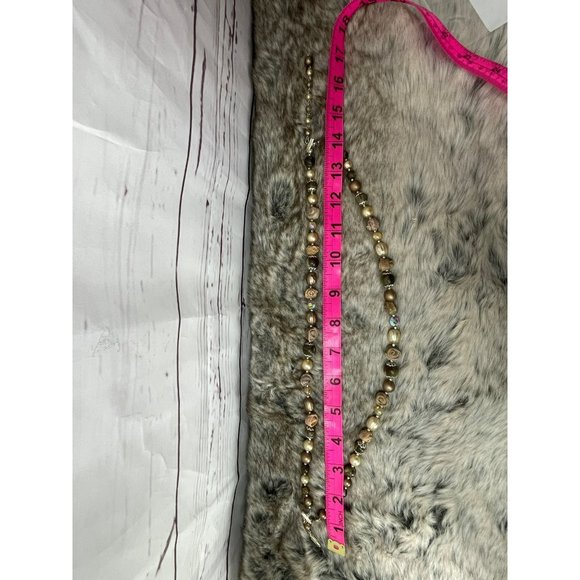 Vintage Made in Japan 70's Double-Strand Beaded Necklace Brown Tan Beige Coral A - Picture 4 of 8